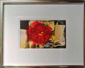 Arty Grimm - Rode Roos, mooi gelijst! verkocht voor € 85!