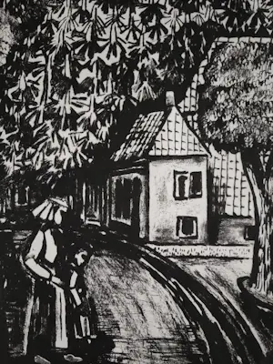 Jo Bezaan - Vrouw met kind op weg met kastanjebomen kopen? Bied vanaf 100!