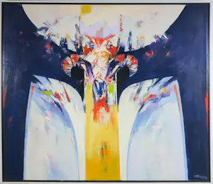 AcheterWijnand Thönissen - Olieverf op doek, Zonder titel / Abstracte compositie - Ingelijst? Enchérissez de 250!