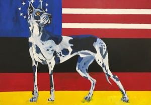 Ivo Kamphuis - Acryl op doek. Titel, "Duitse dog". kopen? Bied vanaf 80!