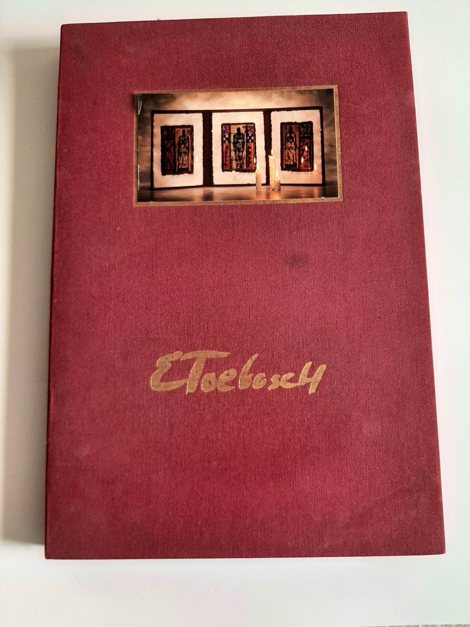 Eric Toebosch - 3 luik Zeefdrukken, titel,Nur die Liebe rettet uns,Alleen liefde kan ons redden kopen? Bied vanaf 40!