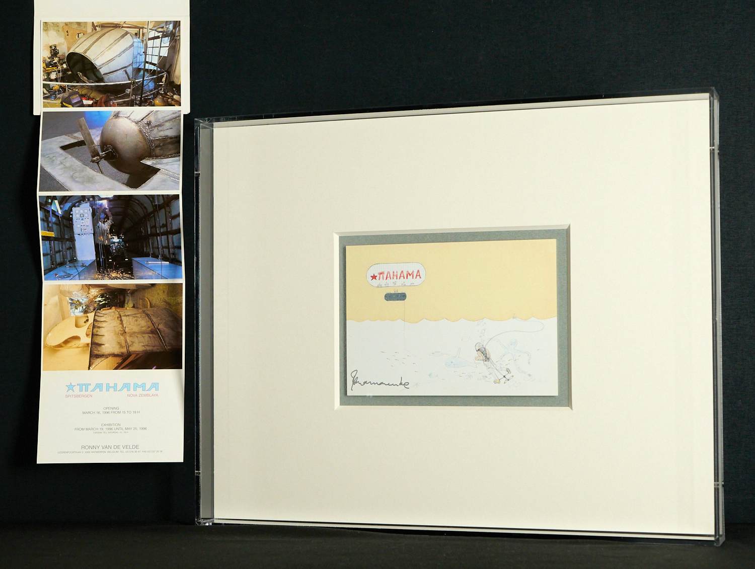 Buy Panamarenko - Set van 2 Uitnodigingen “ПАНАМА” - Nova Zemblaya” - gesigneerd - in plexi box? Bid from 590!