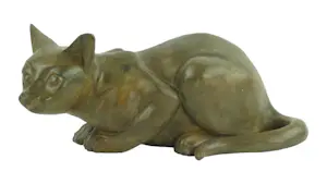 Pierre Chenet - Bronzen beeld van nieuwsgierige kat kopen? Bied vanaf 269!