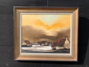 Paul Permeke - Olieverf schilderij: huizen in het landschap. kopen? Bied vanaf 350!