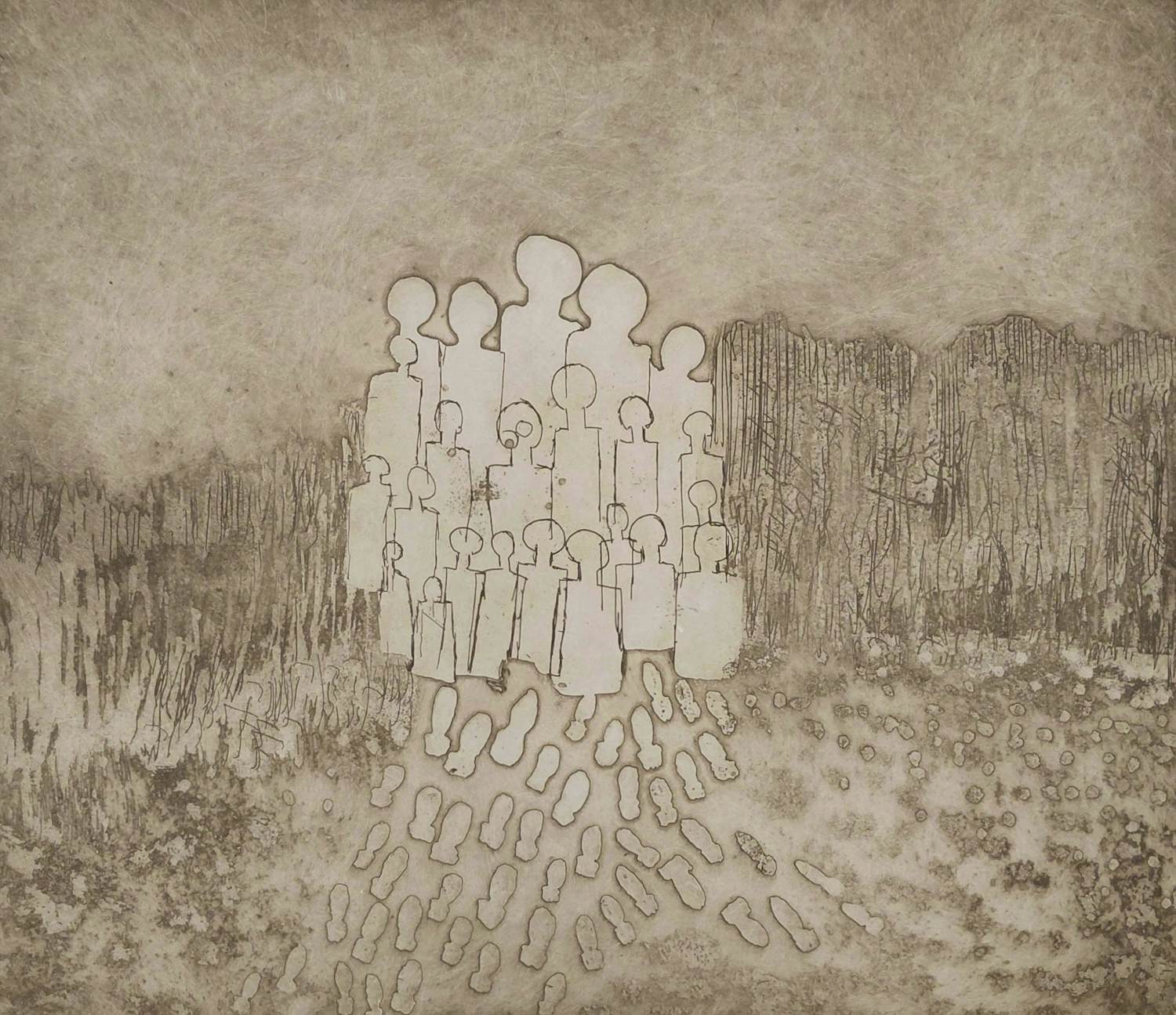 Jan Montyn - De uittocht, aquatint ets kopen? Bied vanaf 95!