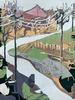 Vincent van Ojen - kleurenhoutsnede - 'Zwarte woud' - 1996 (Zeer kleine oplage) kopen? Bied vanaf 120!