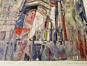 Ramunė Aldona Kmieliauskáitė - bekend Litouws grafica - handgekleurde Ets en Aquatint - "Basilion gate" kopen? Bied vanaf 57!