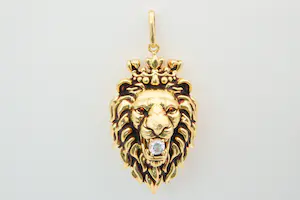 Acheter37 - Grote & mooi gedetailleerde 20Krt geel-goud Leeuwenkop hanger? Enchérissez de 620!
