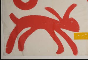 Johan Lubbers - Houtsnede, Haas vrouw en man met vogel (Zeer groot) kopen? Bied vanaf 35!