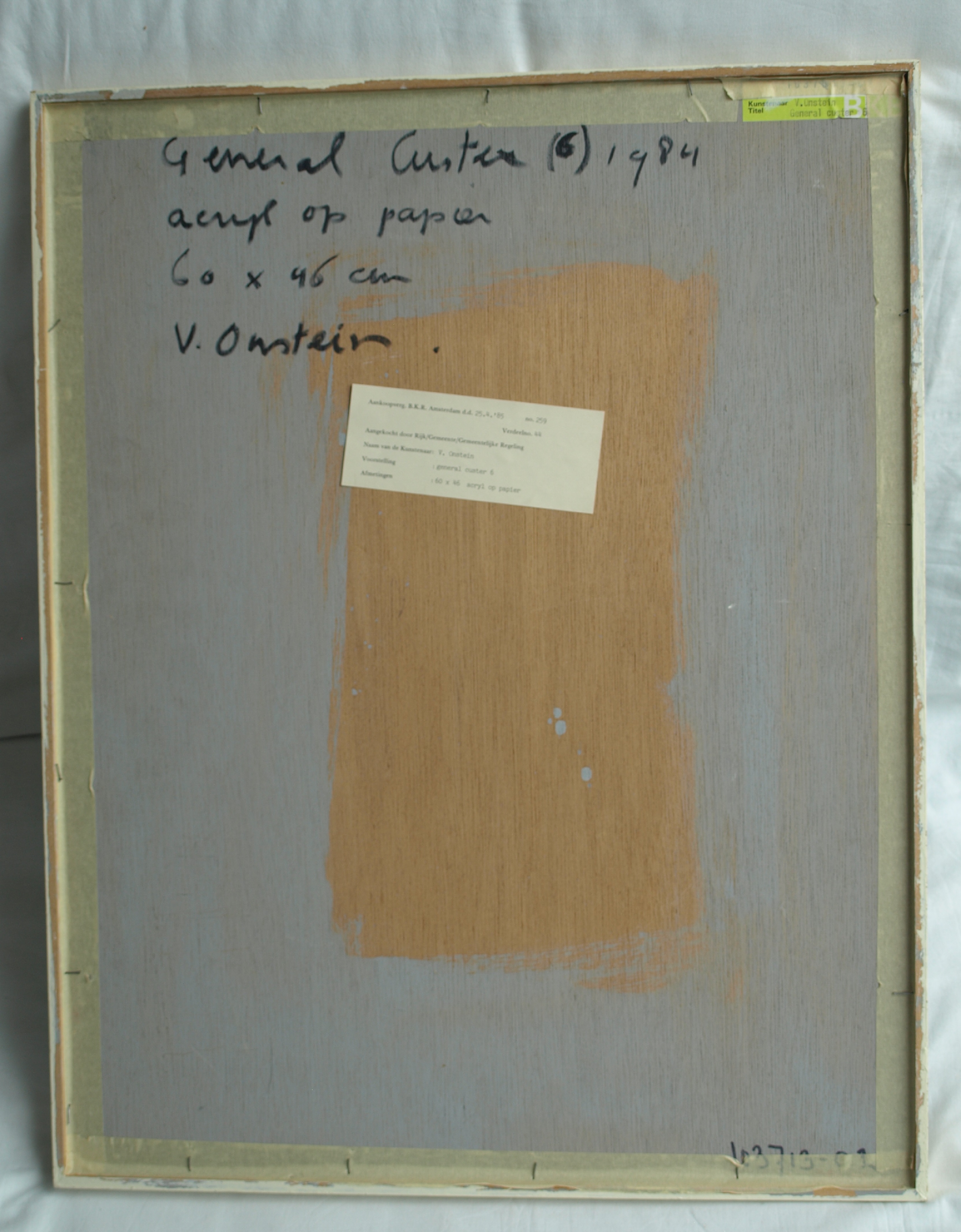 Victor Onstein - Acryl op papier , General Custers – gesigneerd & ingelijst – 1984  kopen? Bied vanaf 1!