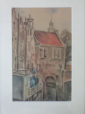 Gerrit van IJperen - HOLLANDS STADSZICHT / ORIGINEEL WERK / 65x47cm / KADER / SIG kopen? Bied vanaf 45!