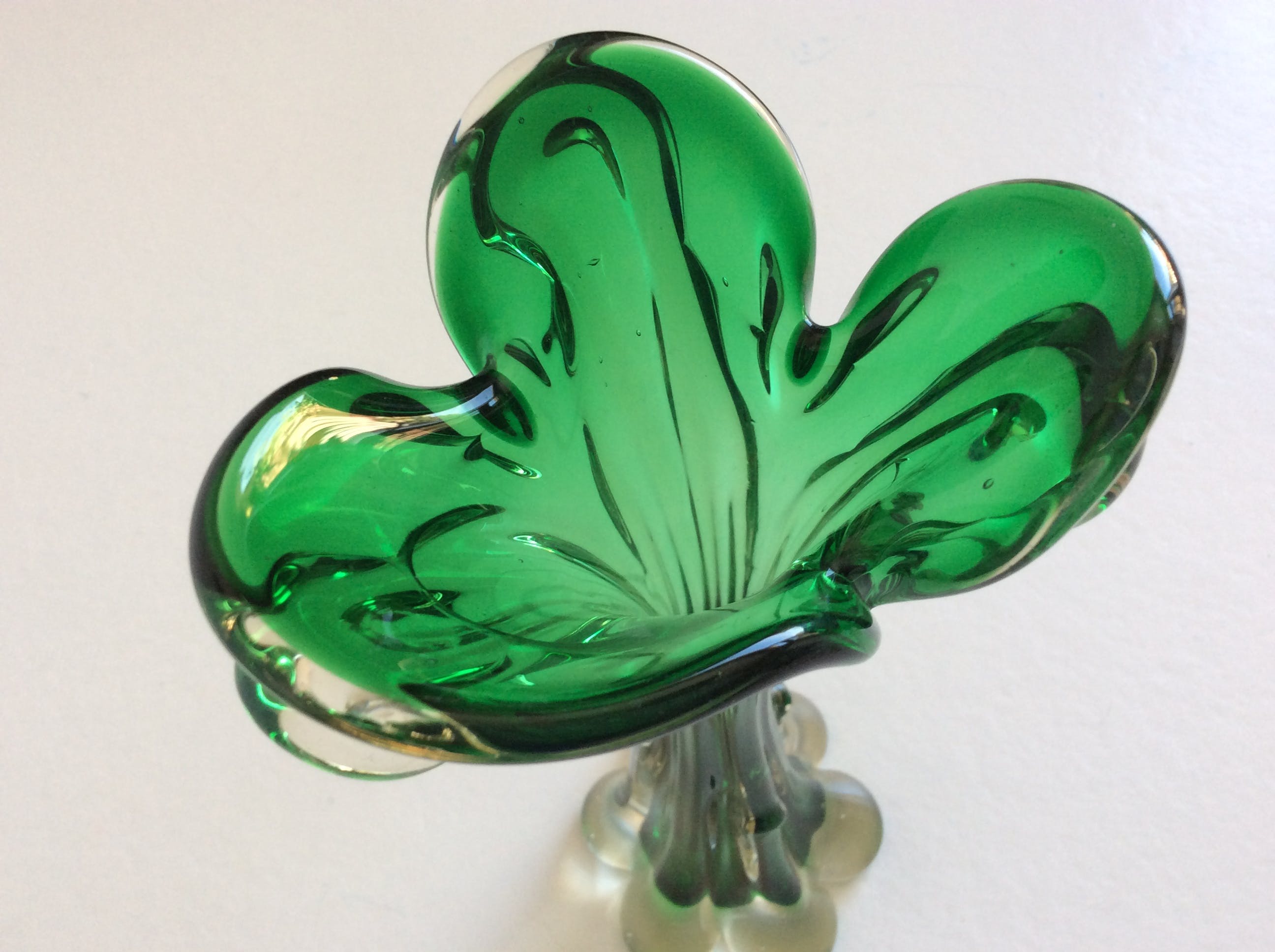 Exbor Sklo - Karlovarske Sklo - groene vintage vaas kopen? Bied vanaf 20!