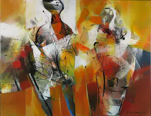 Peter Meijer - Acryl op doek, Man met baret - Ingelijst kopen? Bied vanaf 300!