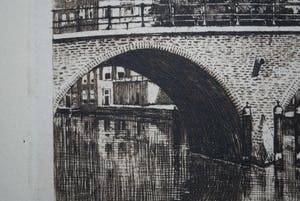 Cornelis Brandenburg - De Dom met de Oudegracht, Utrecht - ingelijste, heldere, schone ets kopen? Bied vanaf 50!