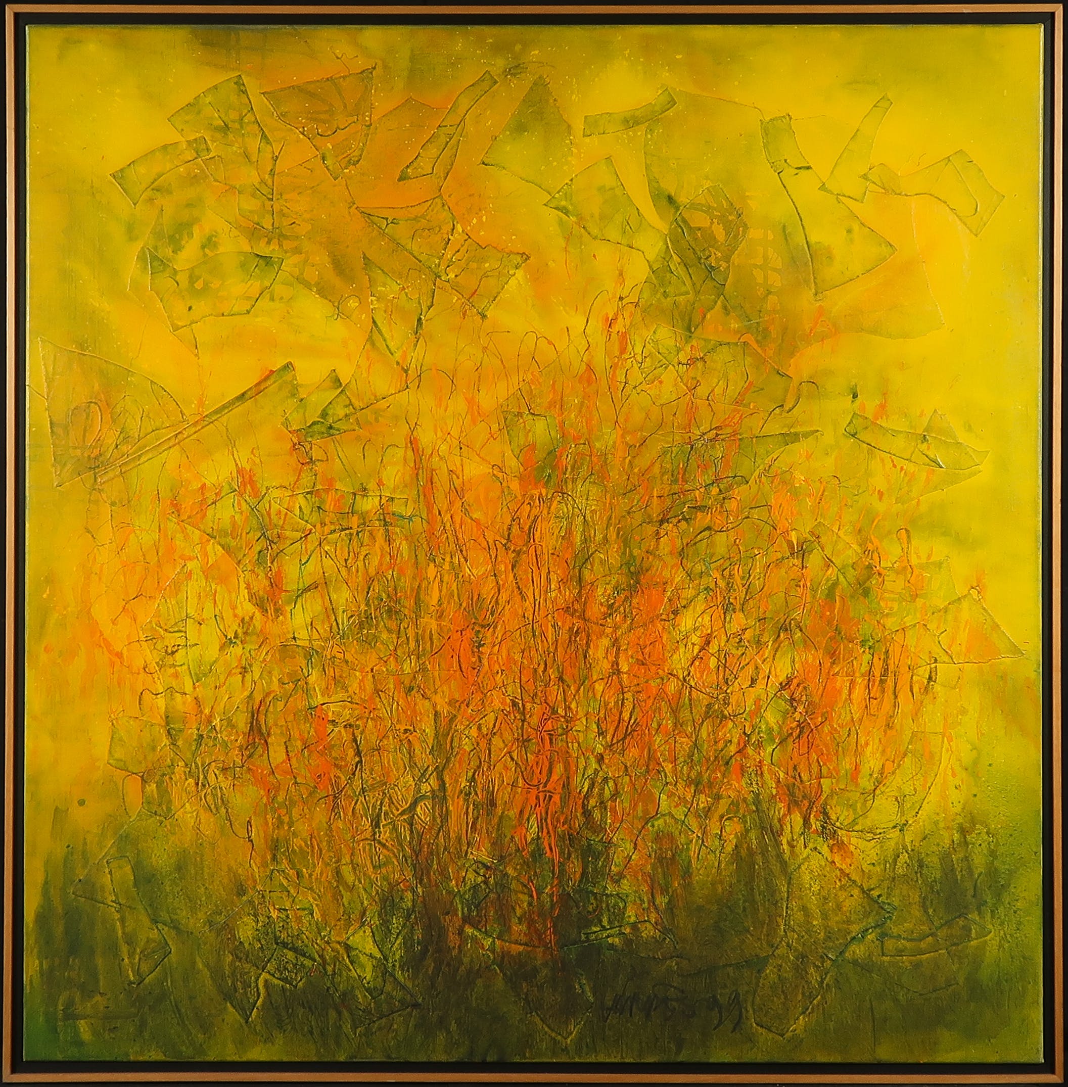 Eric Hirdes - Gemengde techniek op doek, Zonder titel - Ingelijst (Groot) verkocht voor € 450!