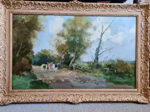 Willem G.F. Jansen - Polderweg met vee en figuren kaufen? Bieten Sie von 1500!