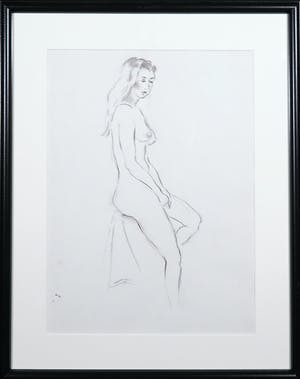 Buy Jan Sluijters (jr.) - Tekening, Zittend naakt - Ingelijst? Bid from 40!