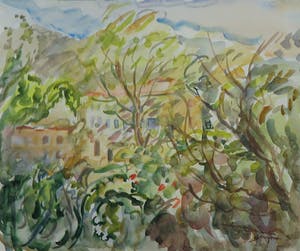 Jan Sluijters (jr.) - Aquarel, Boslandschap kopen? Bied vanaf 1!