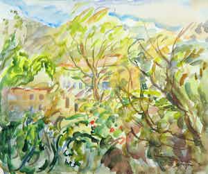 Jan Sluijters (jr.) - Aquarel, Boslandschap verkocht voor € 1!