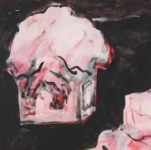 Jan Sierhuis - Zwarte landschap met rose figuur kopen? Bied vanaf 1950!