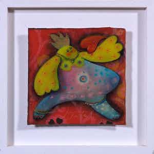 Sabine Tuchel - Gemengde techniek achter epoxy, Call me verkocht voor € 1!