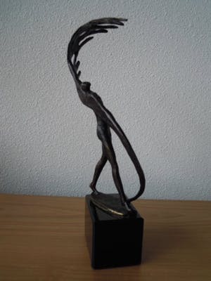 Brons (Onbekend) - Prachtig bronzen beeld - naakte man met veren kopen? Bied vanaf 30!