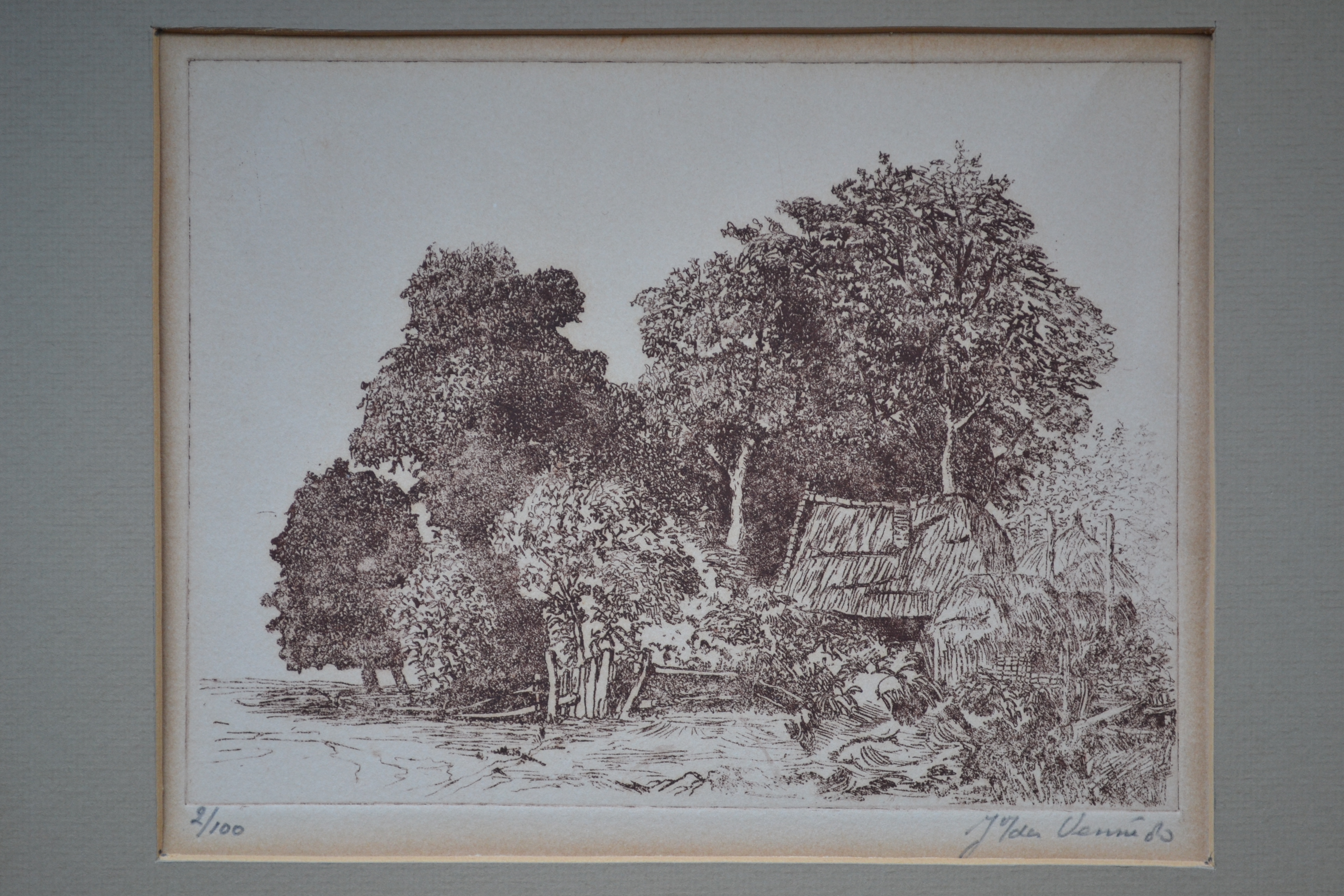 Niet of onleesbaar gesigneerd - Twee landschappen - Ets kopen? Bied vanaf 1!