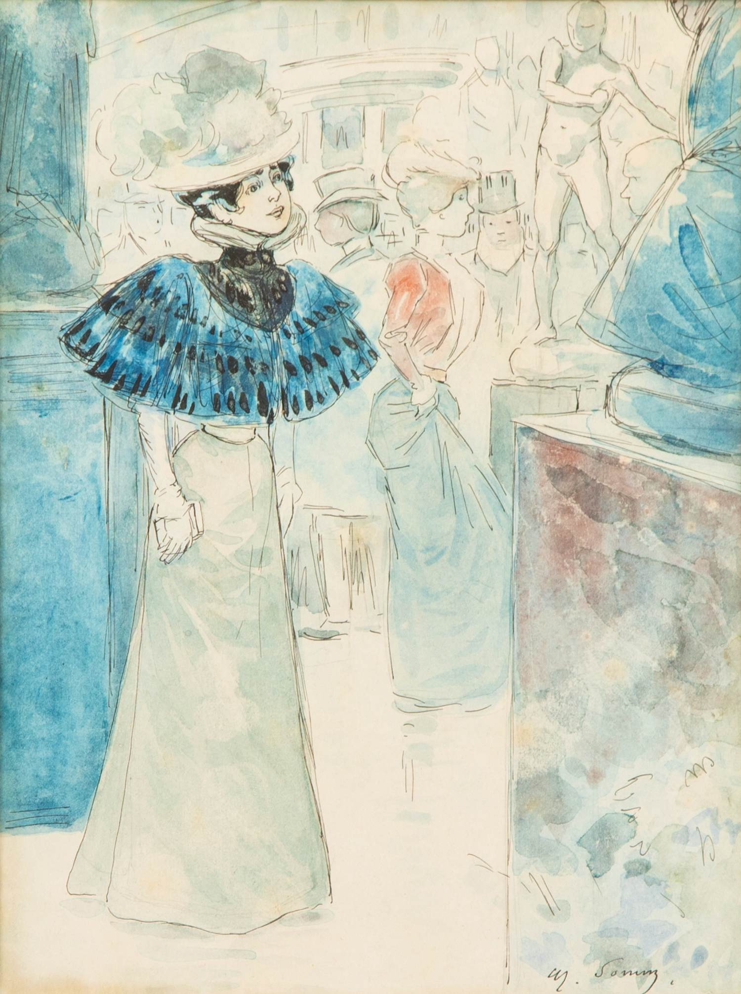 Henry Somm - Vrouw in kunstsalon kopen? Bied vanaf 350!