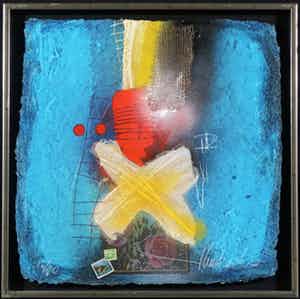 Theo Koster - Zeefdruk en collage, Zonder titel - Ingelijst verkocht voor € 70!