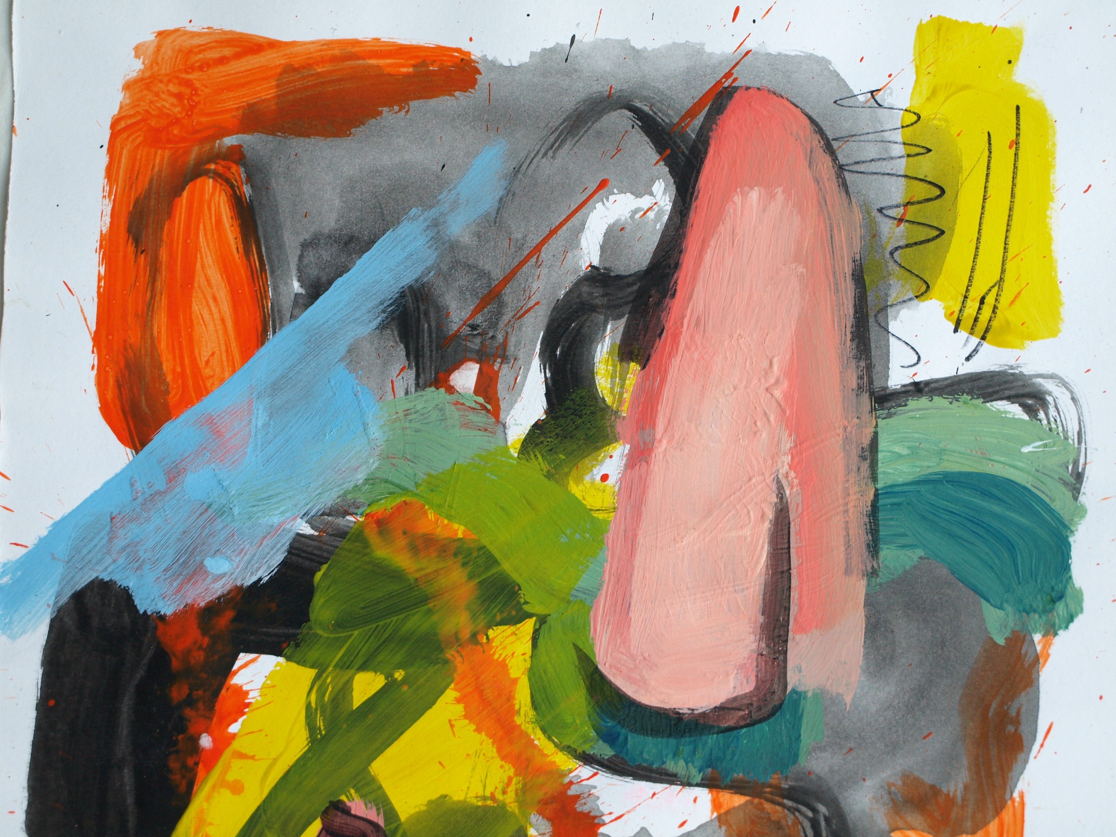 Peter Klashorst - Abstract landschap 4 - Acrylverf op papier - 2016 kopen? Bied vanaf 30!