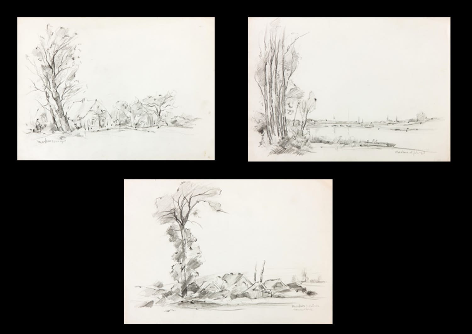 Antoon Markus - Lot van drie tekeningen verkocht voor € 1!
