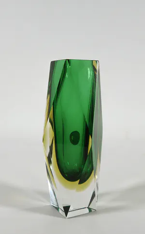 Flavio Poli - Sommerso vaas in groen en geel - Uitgevoerd door Seguso kopen? Bied vanaf 1!
