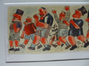 Franz Borghese - Aquatint ets, Titel, Raduno sportivo. kopen? Bied vanaf 175!