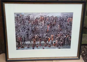 Annelies Rigter - Kumb Mela Ganges, Annelies Rigter, 1999, afm. incl. lijst 82 breed, 64 hoog. Afm kopen? Bied vanaf 1299!