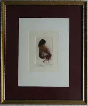 Niet of onleesbaar gesigneerd - Ingelijste ets , Halfnaakte vrouw kopen? Bied vanaf 1!