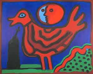 Corneille - Litho, Le coq rouge verkocht voor € 200!