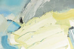 Ton van Kesteren - Olieverf op doek, Abstracte compositie in geel en blauw - Ingelijst (Groot) kopen? Bied vanaf 200!