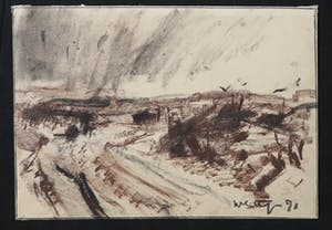 Wim Steijn - Krijttekening, Uitzicht kopen? Bied vanaf 35!