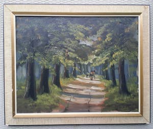 Jan Kelderman - Bosgezicht met paard en wagen. kopen? Bied vanaf 44!