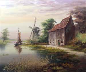Reint Withaar - landschap met molen verkocht voor € 60!