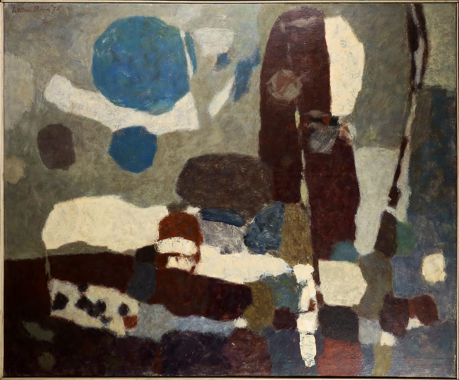 Willem Boon - Olieverf op doek, Abstracte compositie - Ingelijst (Groot) verkocht voor € 1!