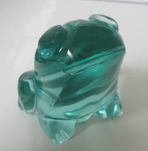 Exbor Sklo - Art deco facet geslepen presse papier ven een groene kikker kopen? Bied vanaf 35!