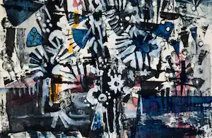 Klaas Boonstra - Gemengde techniek op papier, Abstracte compositie verkauft für € 70!