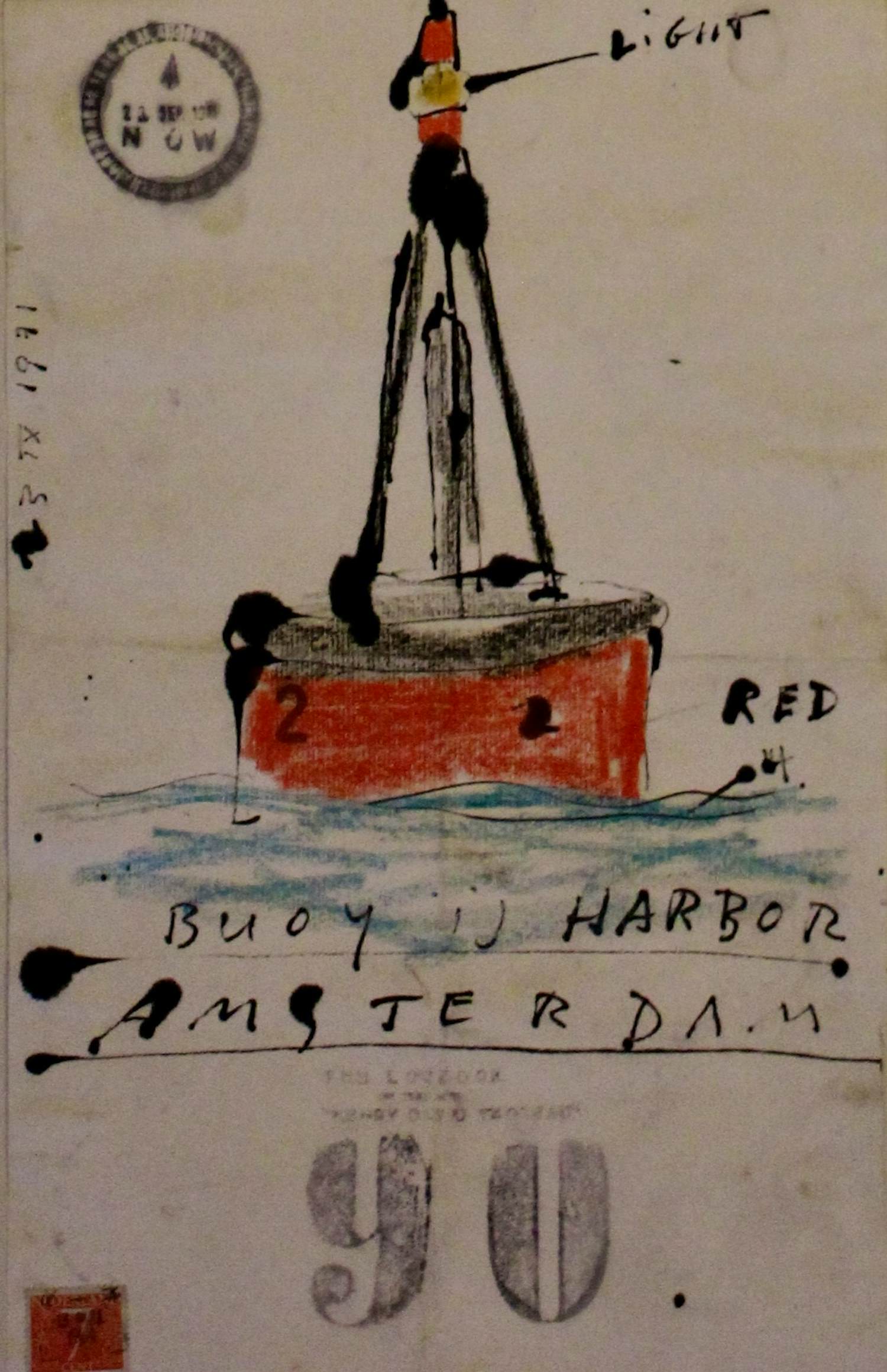 Viktor IV - Gemengde techniek: Dagboekblad 'Buoy y Harbor' - 1971 kopen? Bied vanaf 199!