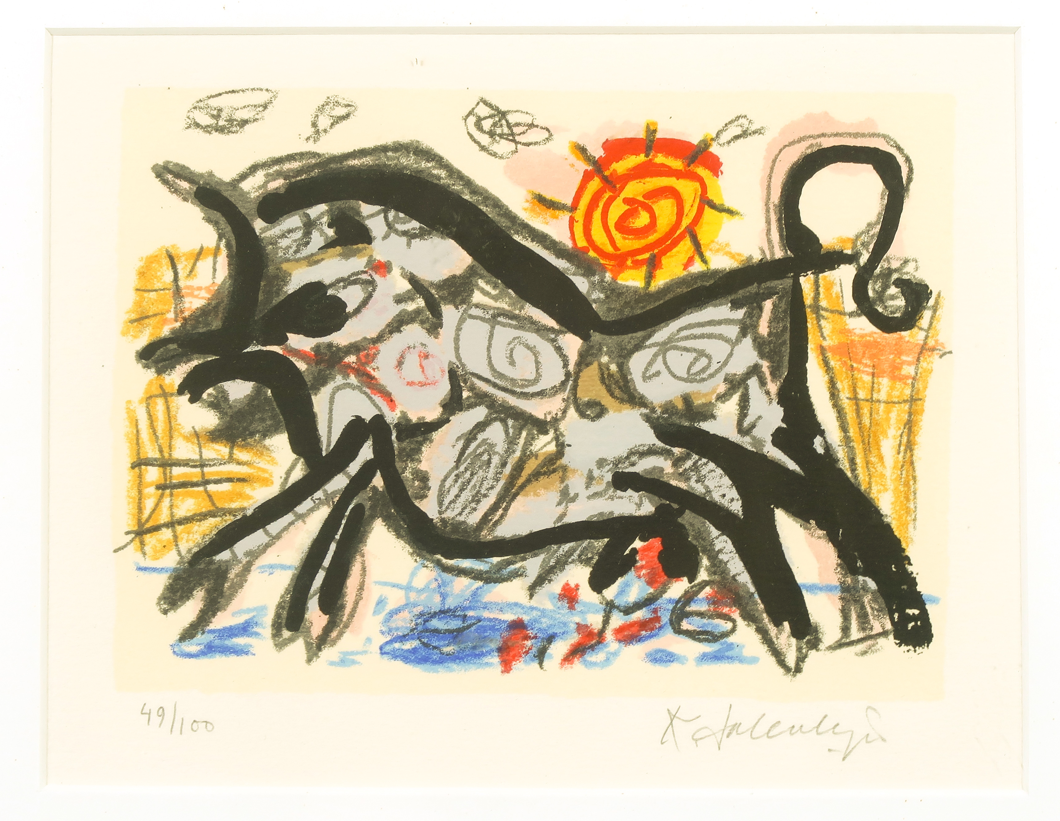 Kees Salentijn - Zeefdruk, Z.T. Stier - Ingelijst kopen? Bied vanaf 35!