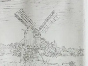 Willem Bastiaan Tholen - Wipmolen te Warmond - Ets kopen? Bied vanaf 1!