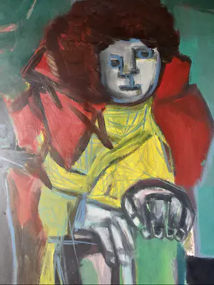 Dick Elffers - Gouache - Vrouw met kat kopen? Bied vanaf 50!