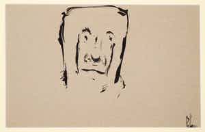 Melle Oldeboerrigter - Inkttekening op geschept papier, Portret verkocht voor € 1!