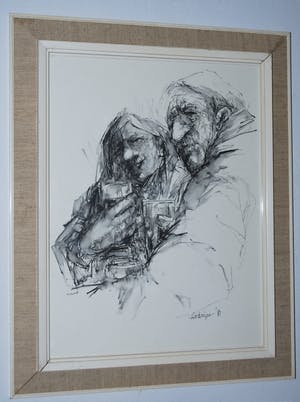 Jan Rodrigo - Twee drinkende mannen, 1981. kopen? Bied vanaf 30!