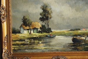 Willem Heytman - olieverfschilderij - Hollands landschap met hoge luchten kopen? Bied vanaf 1!